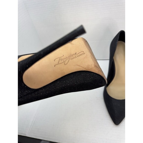 Imagine Vince Camuto‎ Orre Half d'Orsay  Black Metallic Fabric Size 9 Stiletto - Picture 6 of 9